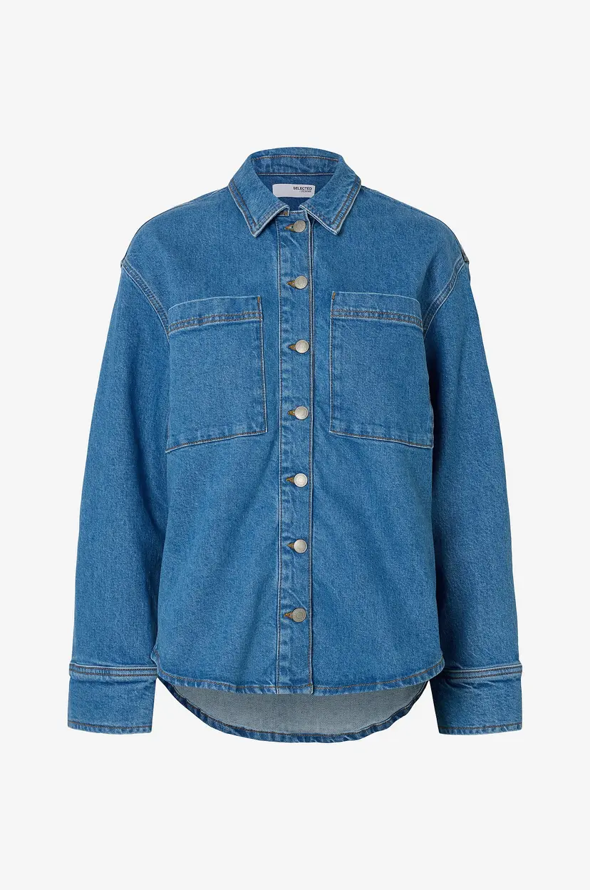 Selected Women Denimskjorte slfEvelyn LS Shirt - Blå