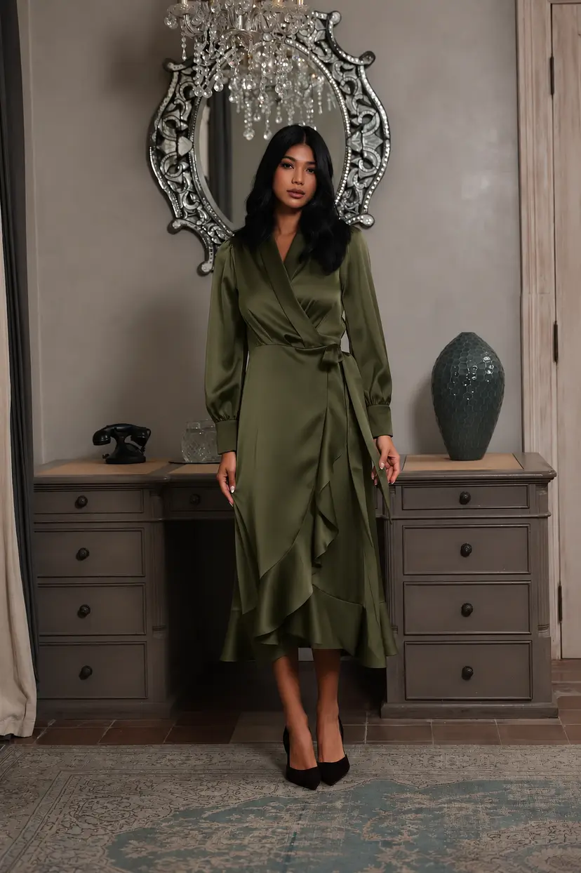 Love Lolina Iza Midi Dress Khaki - XS