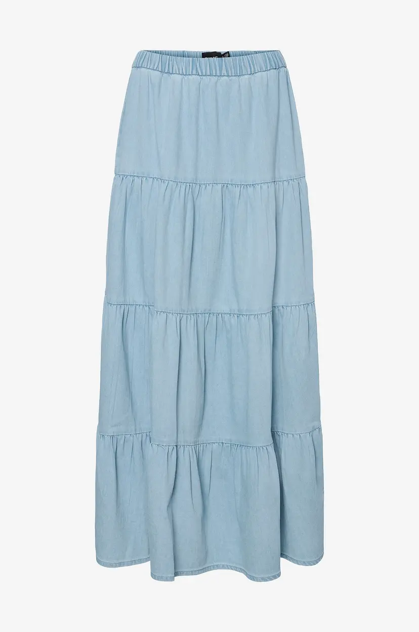 Pieces Maxi skjørt pcTula LW Maxi Denim Skirt - Blå