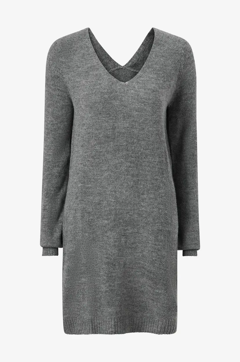 JDY Strikketkjole jdyElanora L/S V-neck Dress Knt - Grå