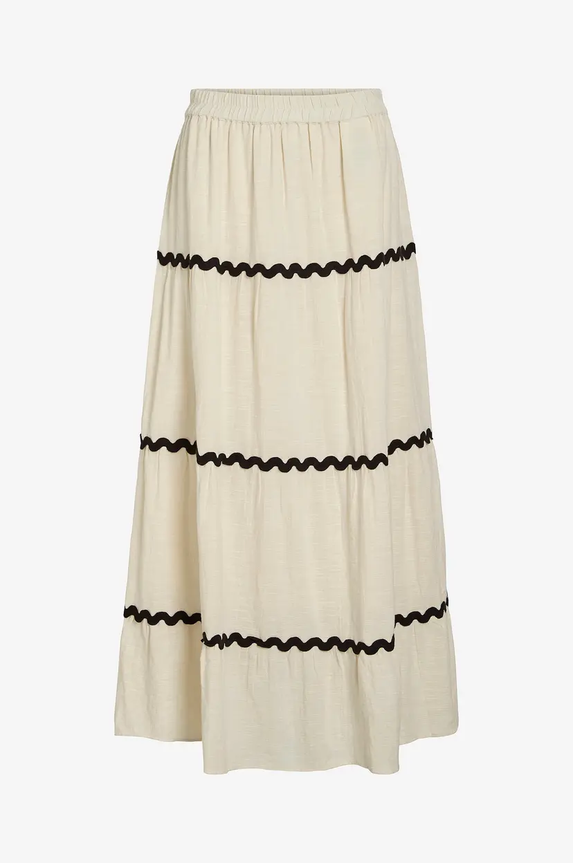 Vila Maxi skjørt viManda Wavy HW - Beige