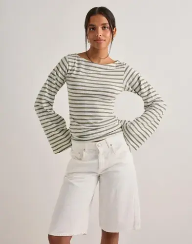 Nelly Nelly - Grønn - Stripe Wide Sleeve Top