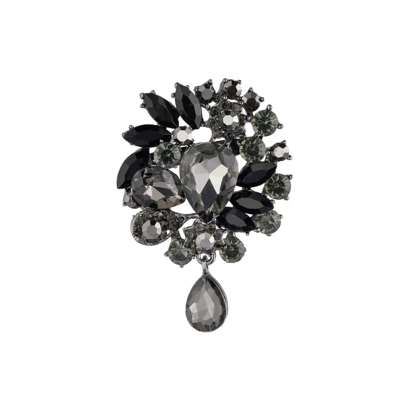 Dark Crystal Drop Brooch Black Gun