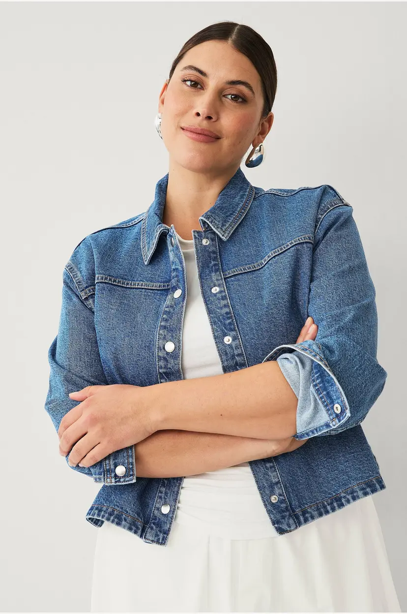 Ellos Plus collection Kart denim jakke - Blå