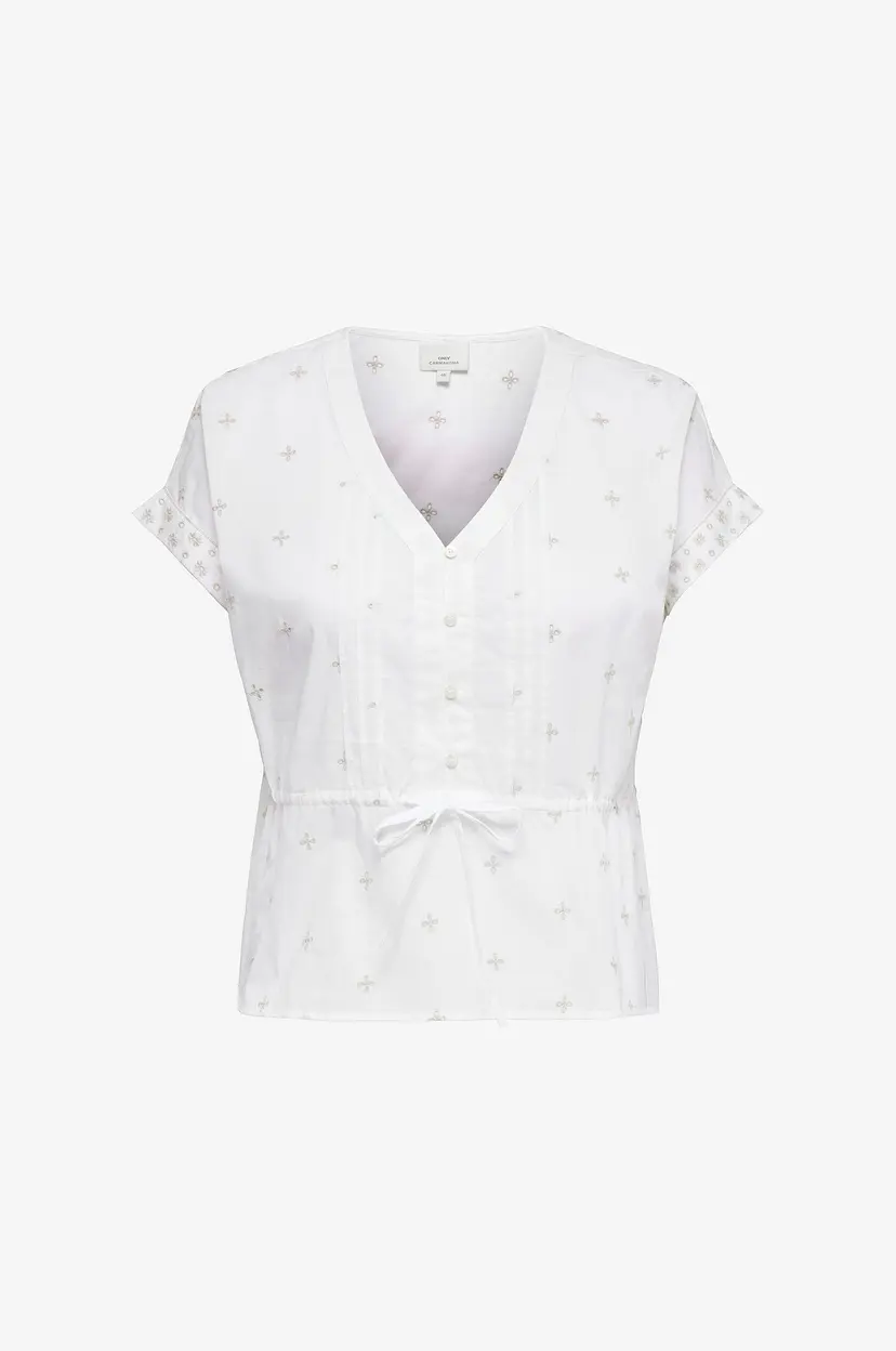 Only Carmakoma Bluse carKuna S/S Emb String Top Wvn - Hvit