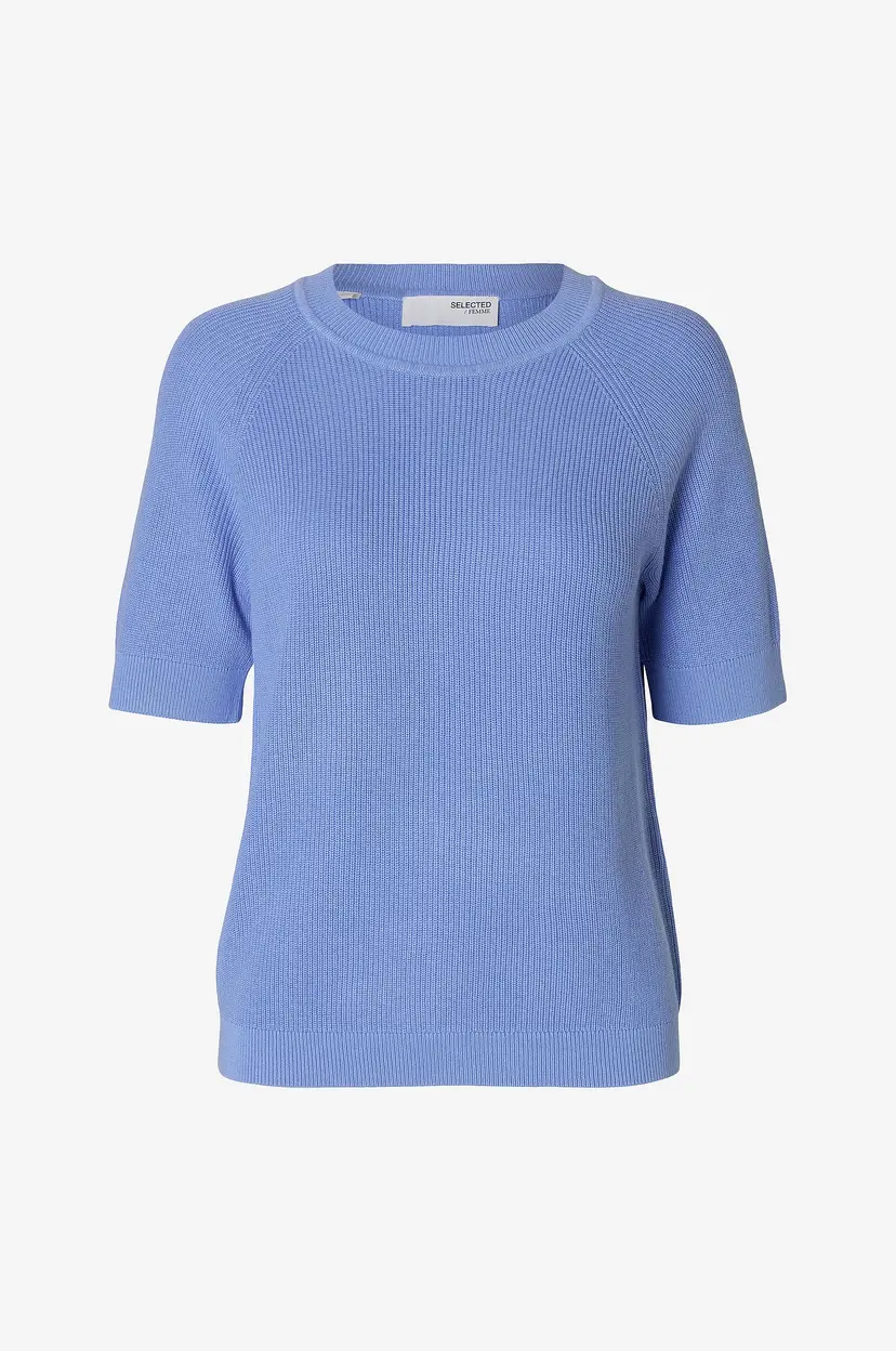 Selected Women Genser slfElinna New SS Knit Top - Blå