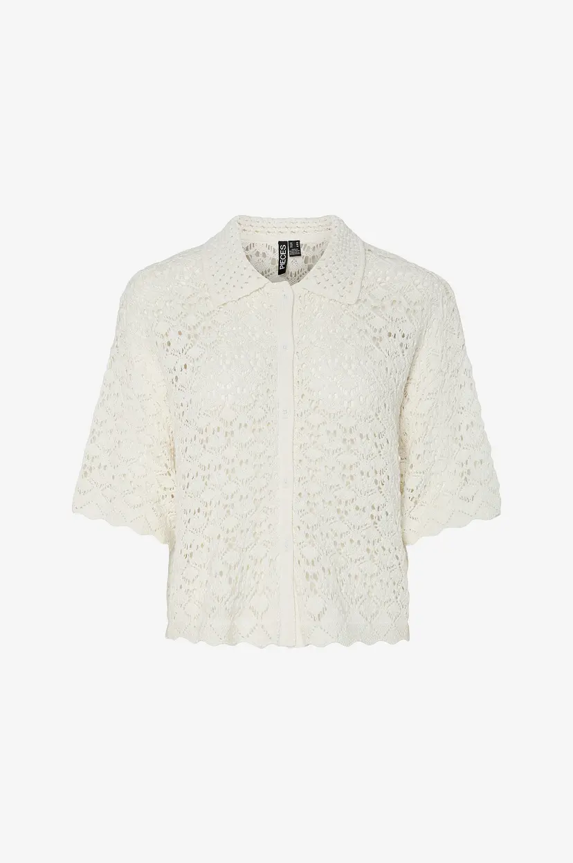 Pieces Kardigan pcFalka SS Knit Shirt BC - Hvit