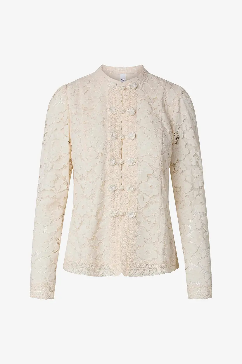 Y.A.S Skjorte Yaspolina Ls Lace Shirt - Story - Hvit