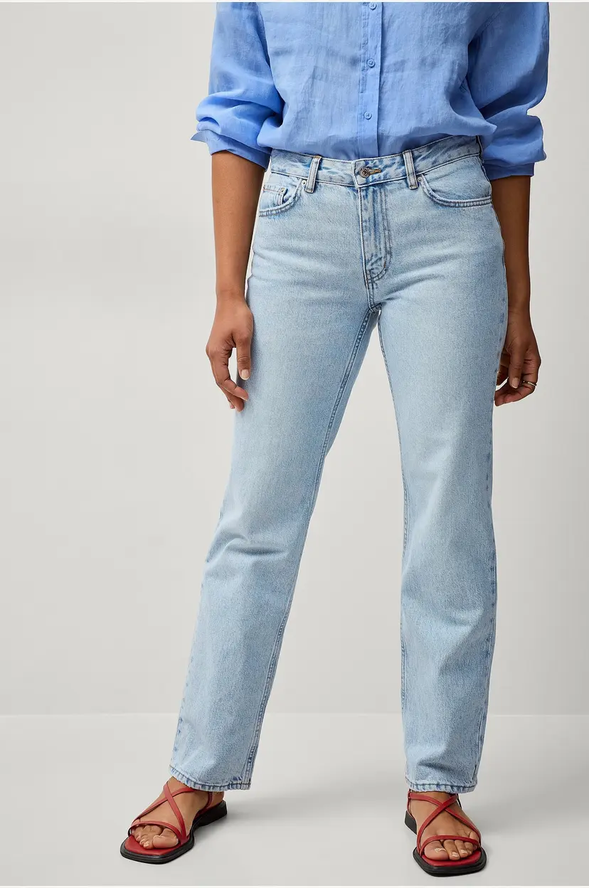 Gina Tricot Jeans Low Straight Jeans - Blå