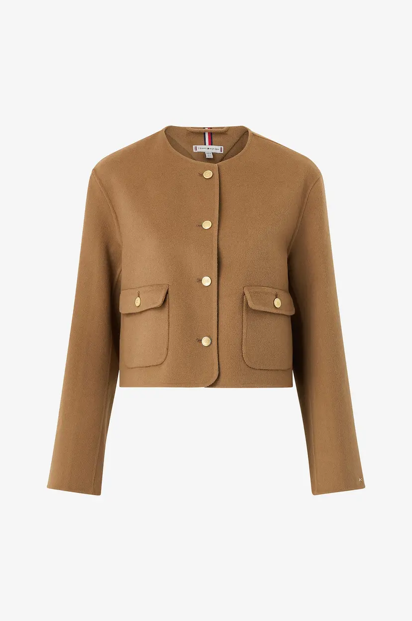 Tommy Hilfiger Ulljakke DF Wool Blend Reg Lady Jacket - Brun
