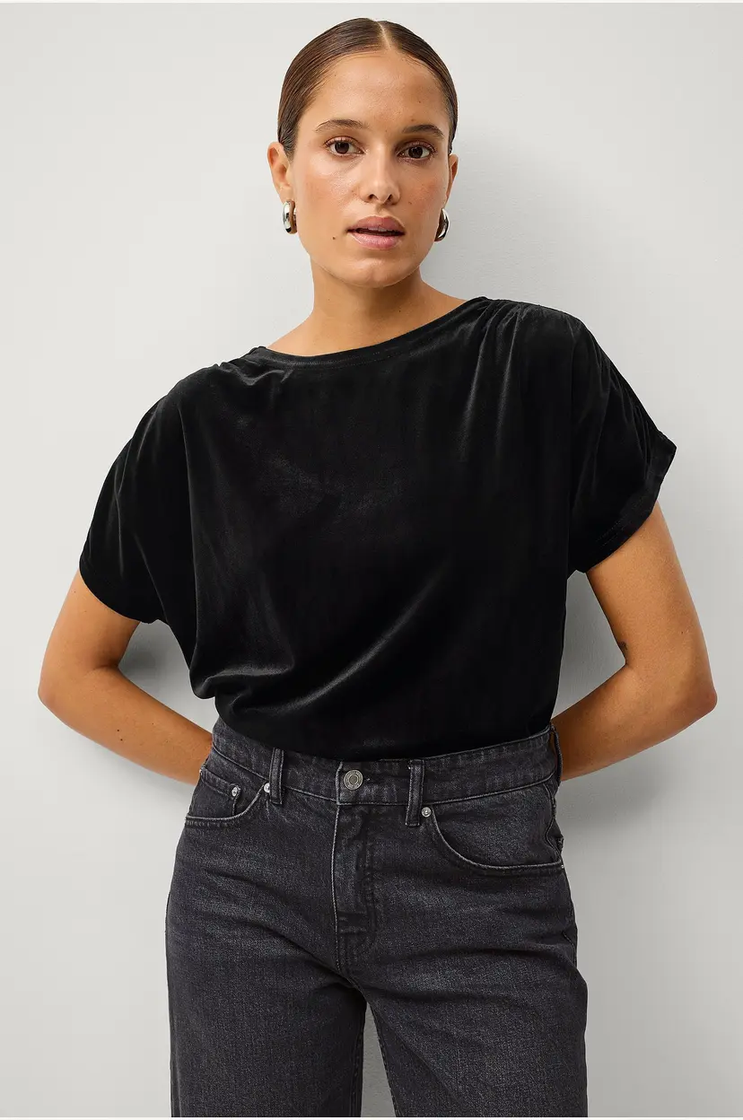 Ellos Collection Topp i velour - Svart