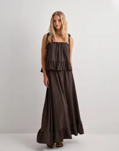 Pieces Pieces - Brun - Pcjulia Hw Volume Ankel Skirt Wvn D