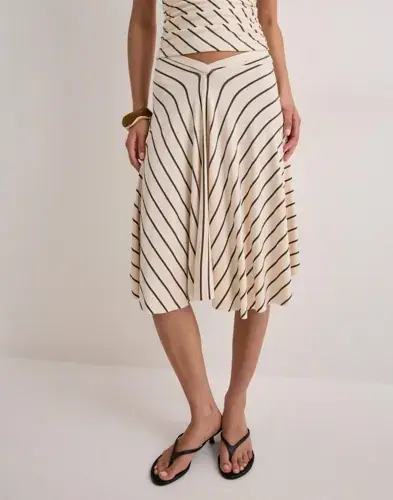 Nelly Nelly - Beige - Stripe Asymmetric Skirt
