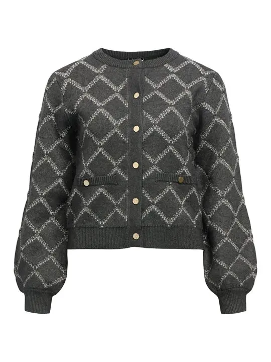 Object Object - Piluna Ls Knit Cardigan - Dark Grey Melange
