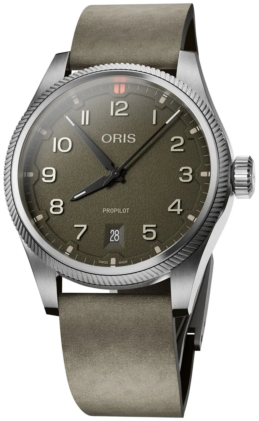 Oris Oris Herreklokke 01 733 7805 4167-07 6 20 16LC Propilot Grønn/Lær