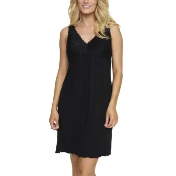 Damella Damella Louise Nightdress Without Sleeves Svart viskose Medium Dame