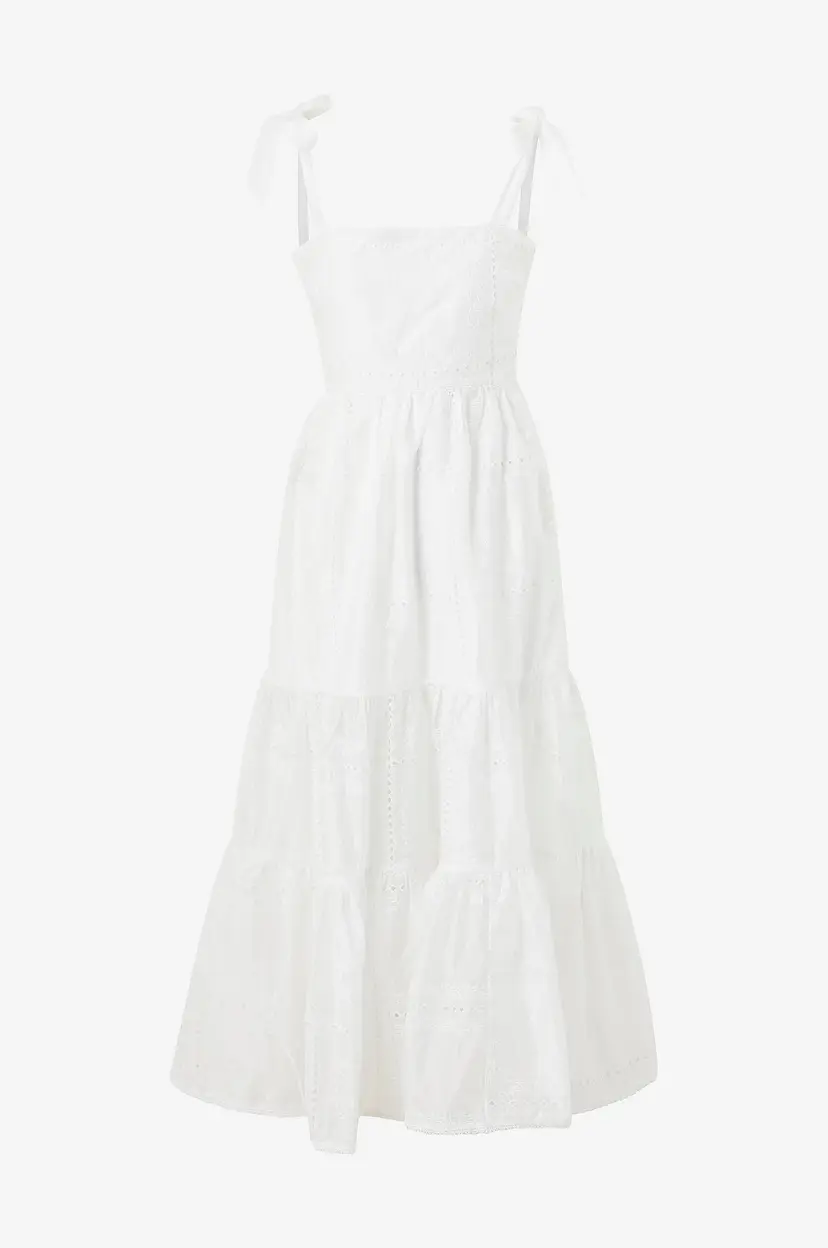 By Malina Maxikjole Adri Embroidered Tie Strap Maxi Dress - Hvit
