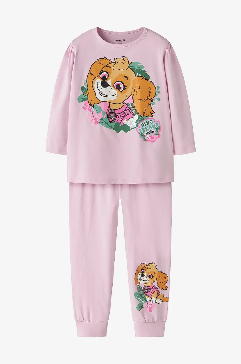 NAME IT Pysjsett nmfJetina Paw LS Nightset Cplgm - Rosa