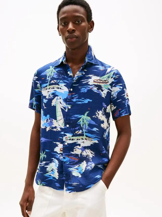 Tommy Hilfiger LINEN VACATION PRINT SS RF SHIRT