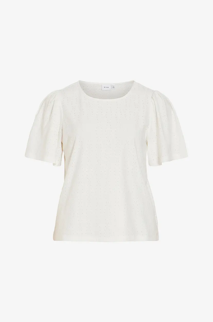 Vila Topp viBelli O-neck S/S Top - Hvit