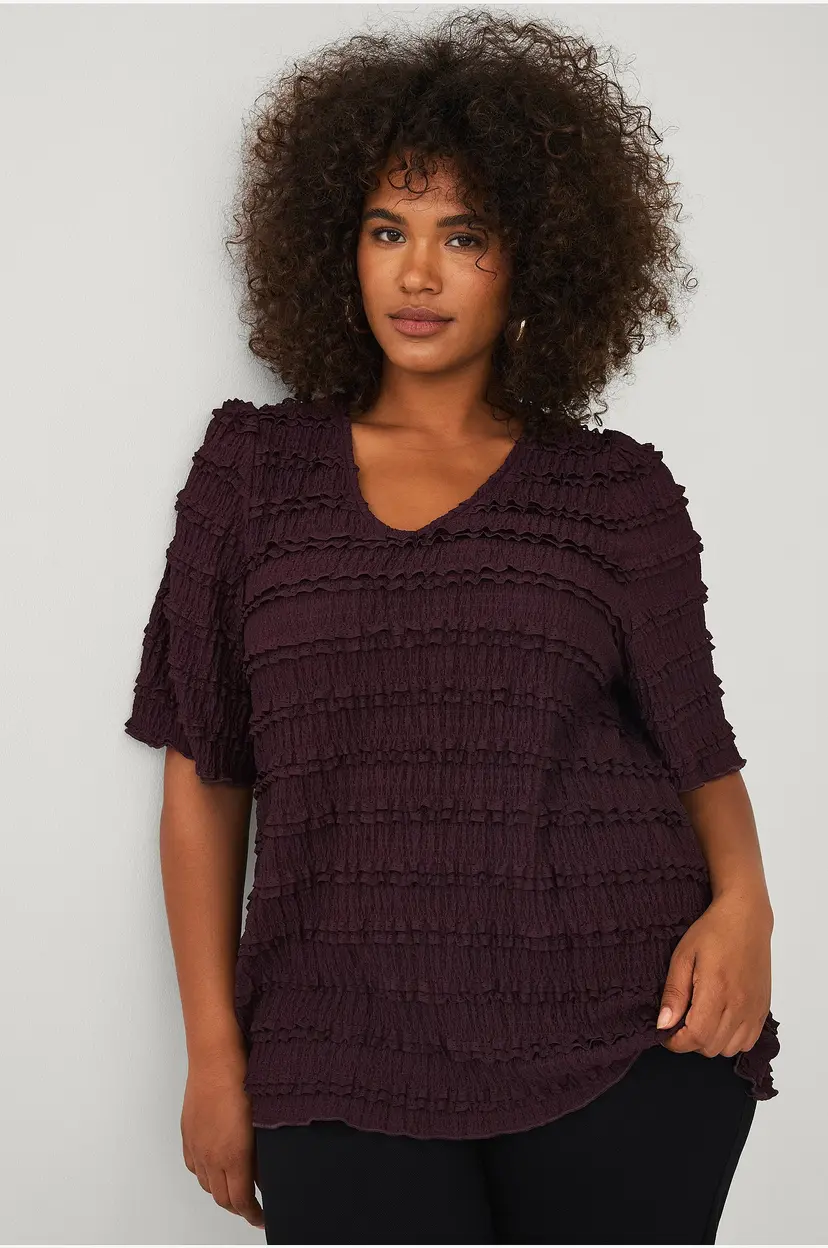 Ellos Plus collection Topp med blondedetaljer - Brun
