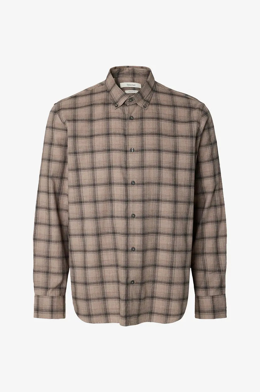 Selected Men Skjorte Slmregcole Jay Melange Ls Shirt Noo - Brun
