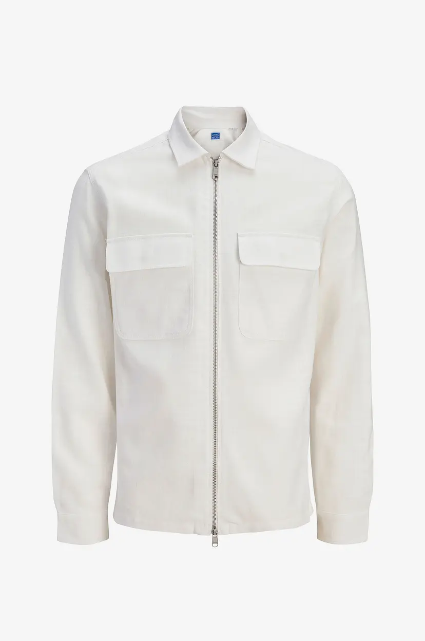 Jack & Jones Skjorte jprBlurayle Linen Blend Zip LS Shirt - Hvit