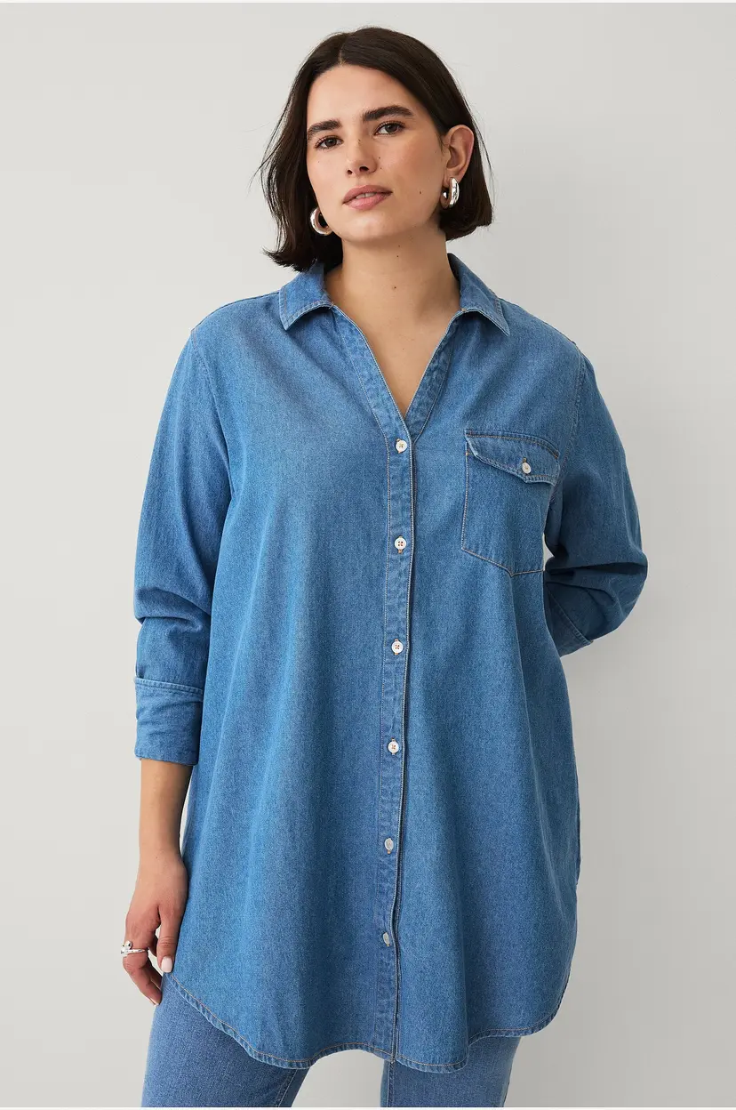 Ellos Plus collection Lang denimskjorte - Blå