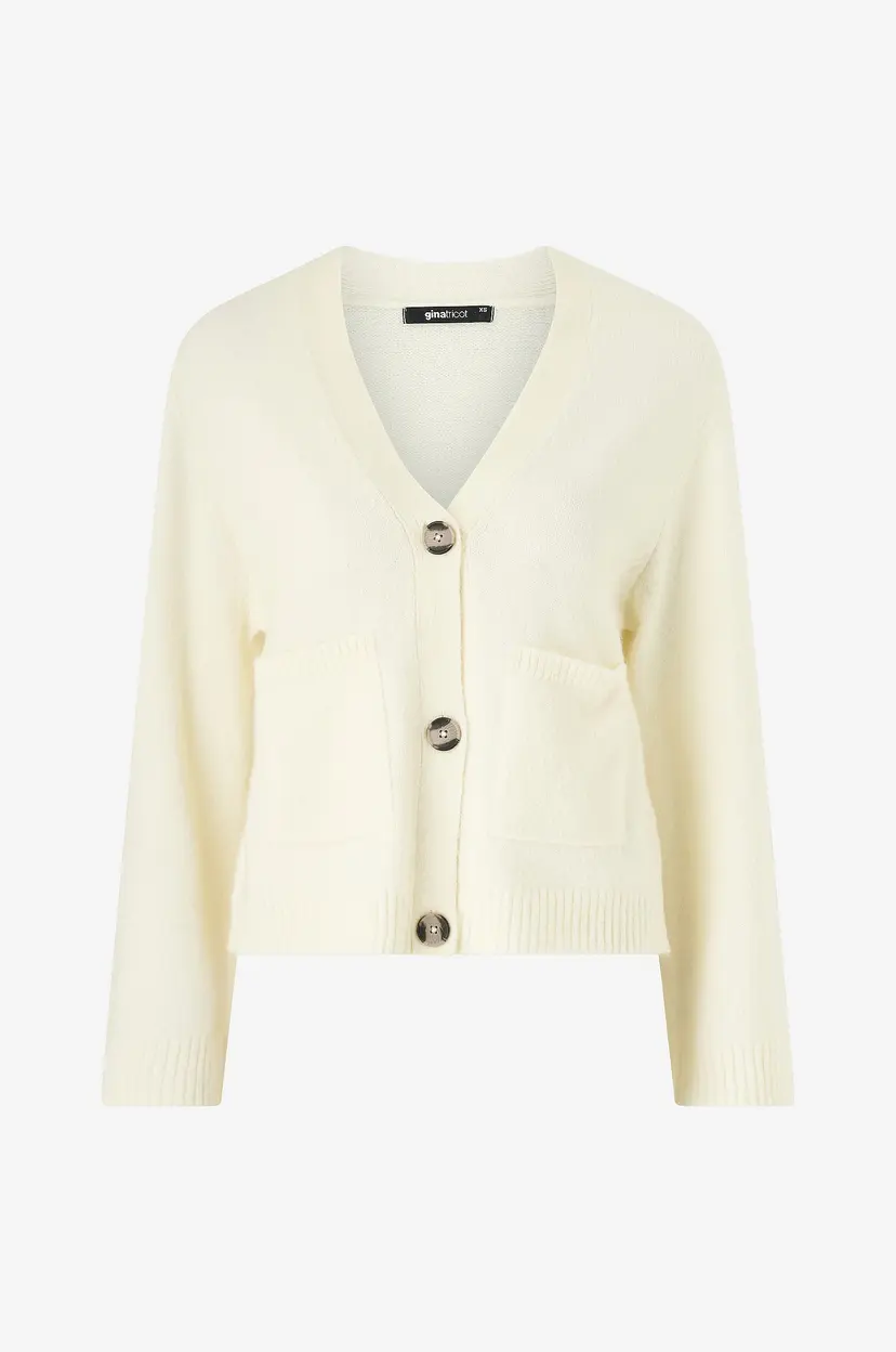 Gina Tricot Kardigan Knitted Pocket - Natur