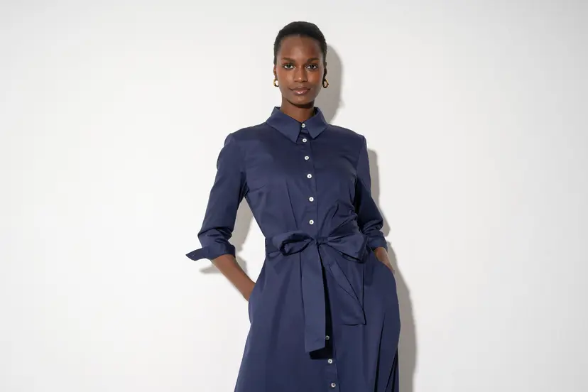 The Shirt Company VERONICA DRESS - Navy, Cotton Sateen
