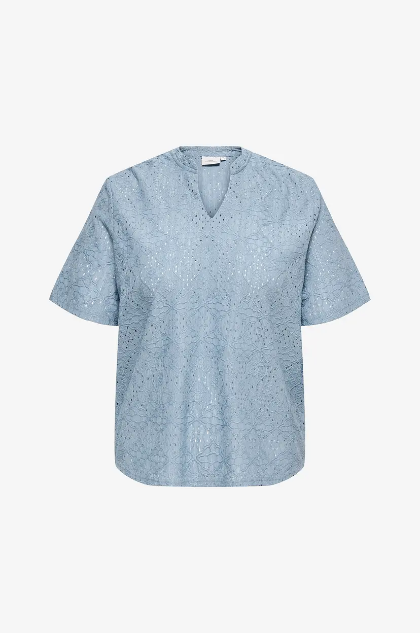 Only Carmakoma Topp carHellen S/S V-neck Jrs - Blå