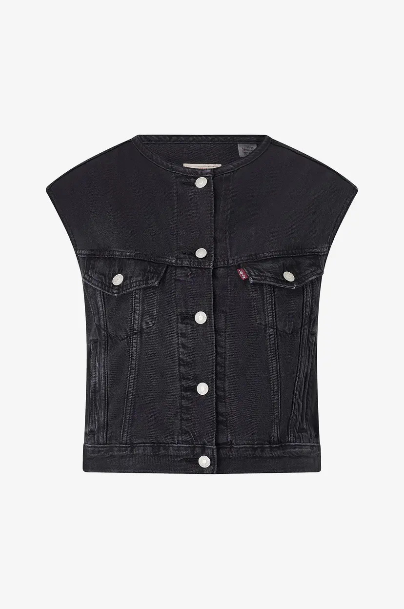 Levi's Jeansvest Collarless Shrunken 90s - Svart