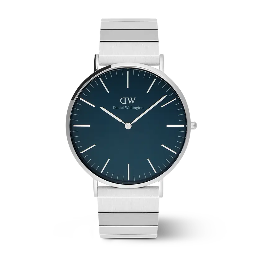 Daniel Wellington Silver 40mm Watch Classic Piano Link Arctic | DW