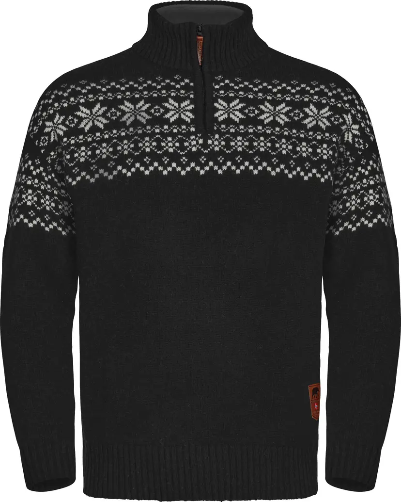 Gridarmor Gridarmor Men's Snøkrystall Half Zip Ullgenser Black/White