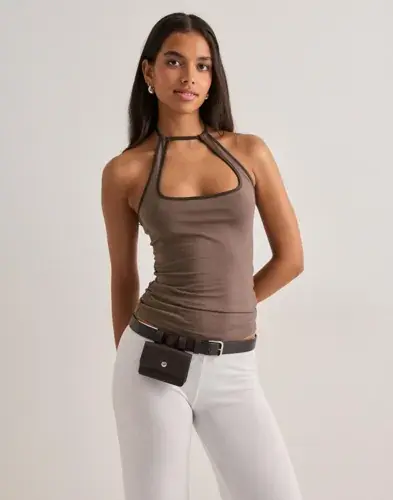 Nelly Nelly - Brun - Contrast Halterneck Top