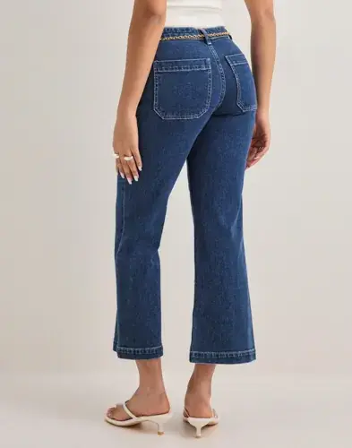 ONLY Only - Blå - Onlemily Hw Crop Flare Belt Dnm Mae