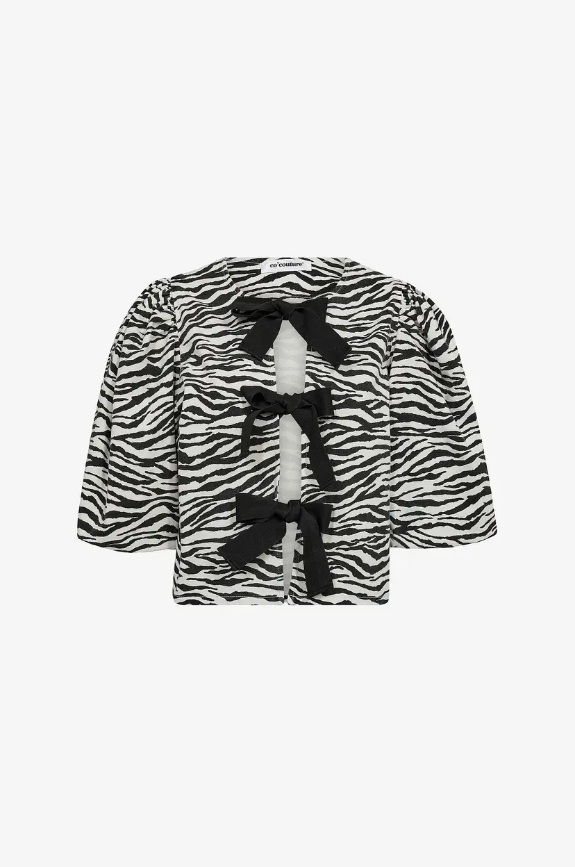 Co'couture Bluse ZionCC Zebra Bow Blouse - Svart