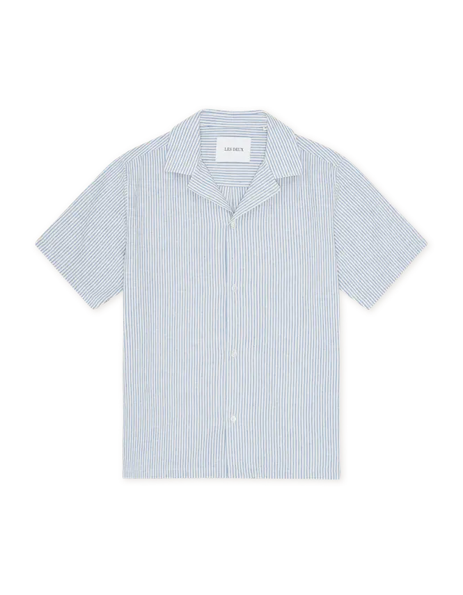Les Deux Lukas Stripe Cotton Linen SS Shirt