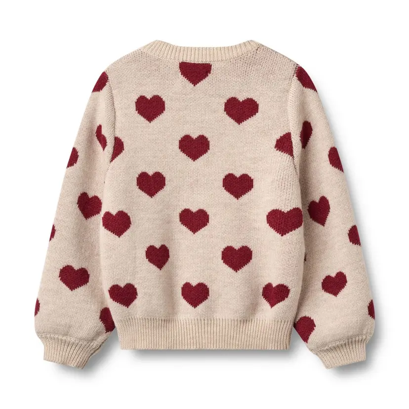 Wheat Wheat, Jacquard Cardigan Hearts, offwhite melange