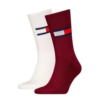 Tommy Hilfiger Tommy Men Uni TJ Flag Socks Strømper 2P Hvit/Rød Str 35/38