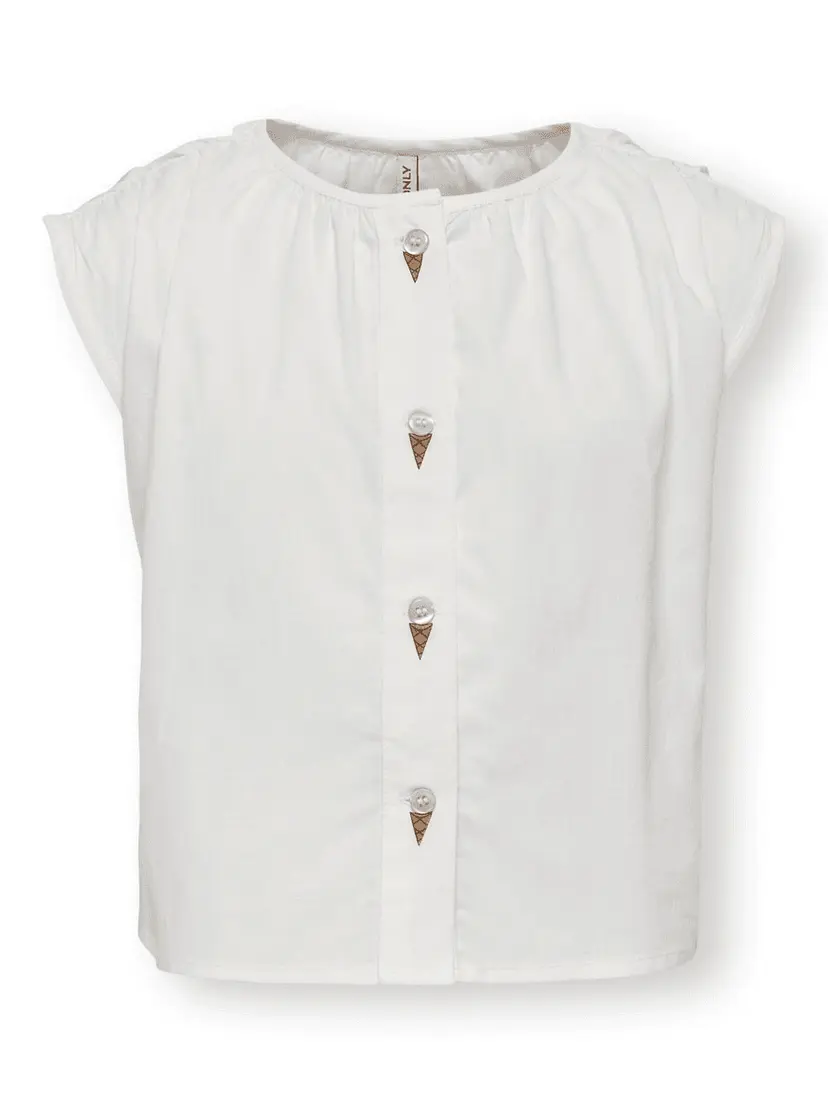 Only Kids Only Kids Lina Bluse Loose Fit Cloud Dancer Icecream/Tickled Pink (98 /3 år)