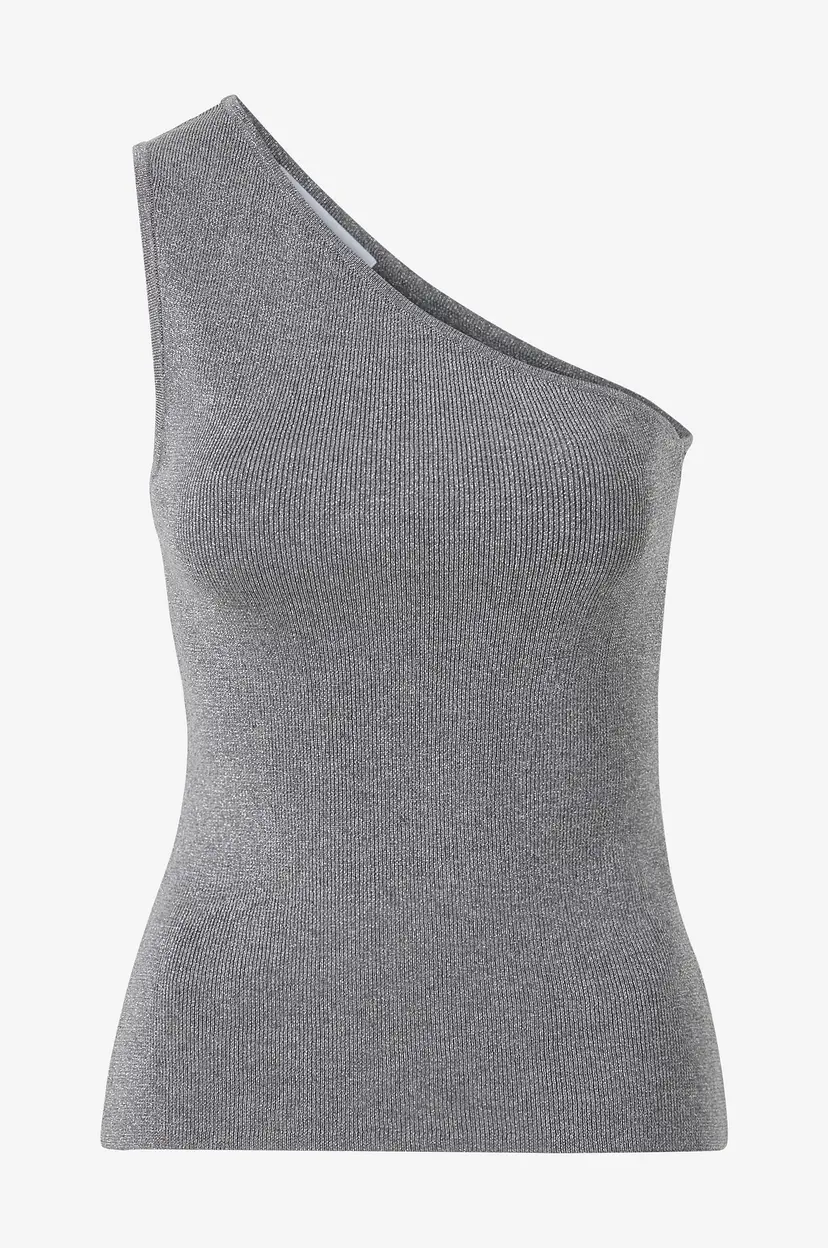 Selected Women Topp slflUra Lurex One Shoulder Knit Top - Grå