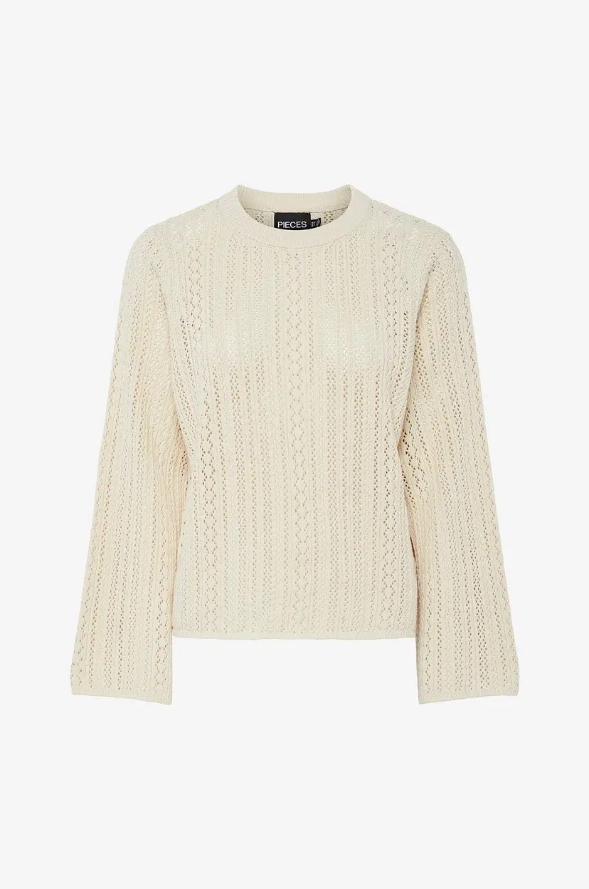 Pieces Genser pcNuka LS O-neck Knit - Beige