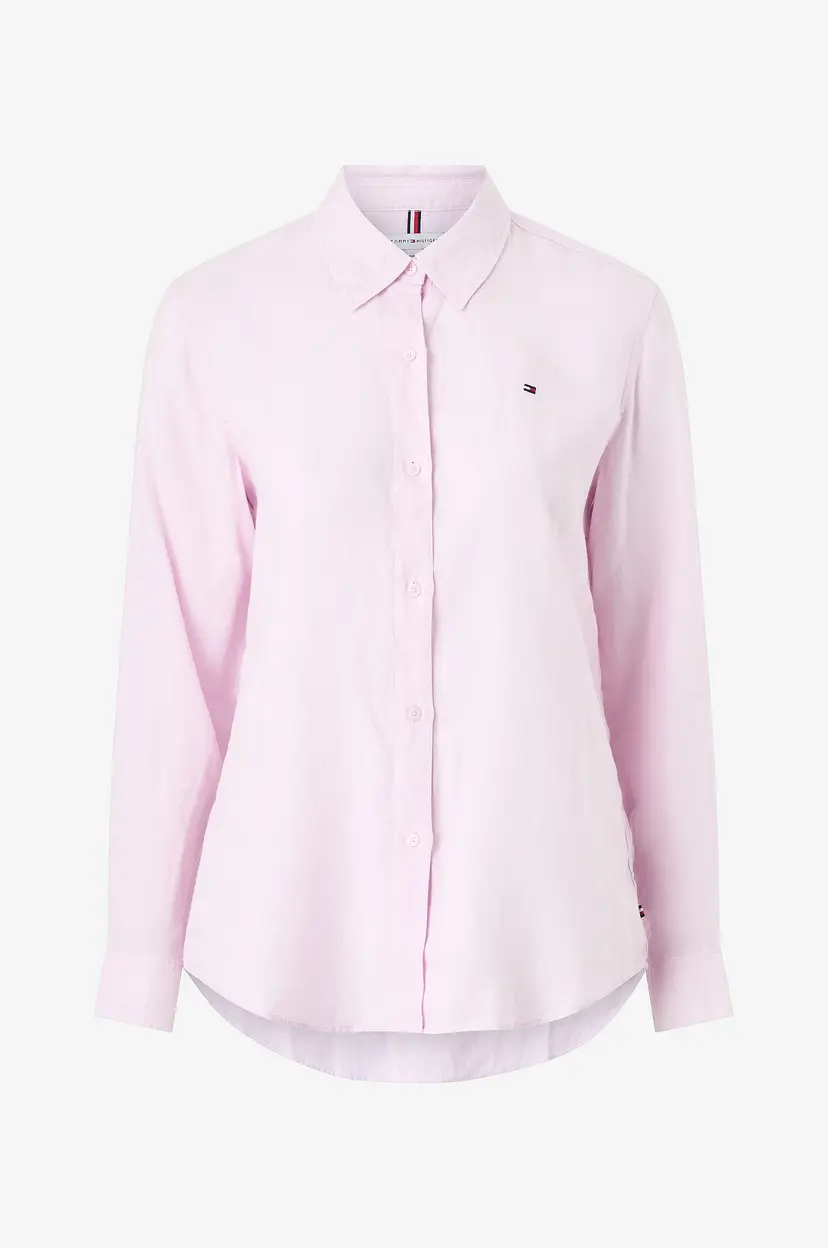 Tommy Hilfiger Linskjorte Ess Linen Relaxed LS Shirt - Lilla