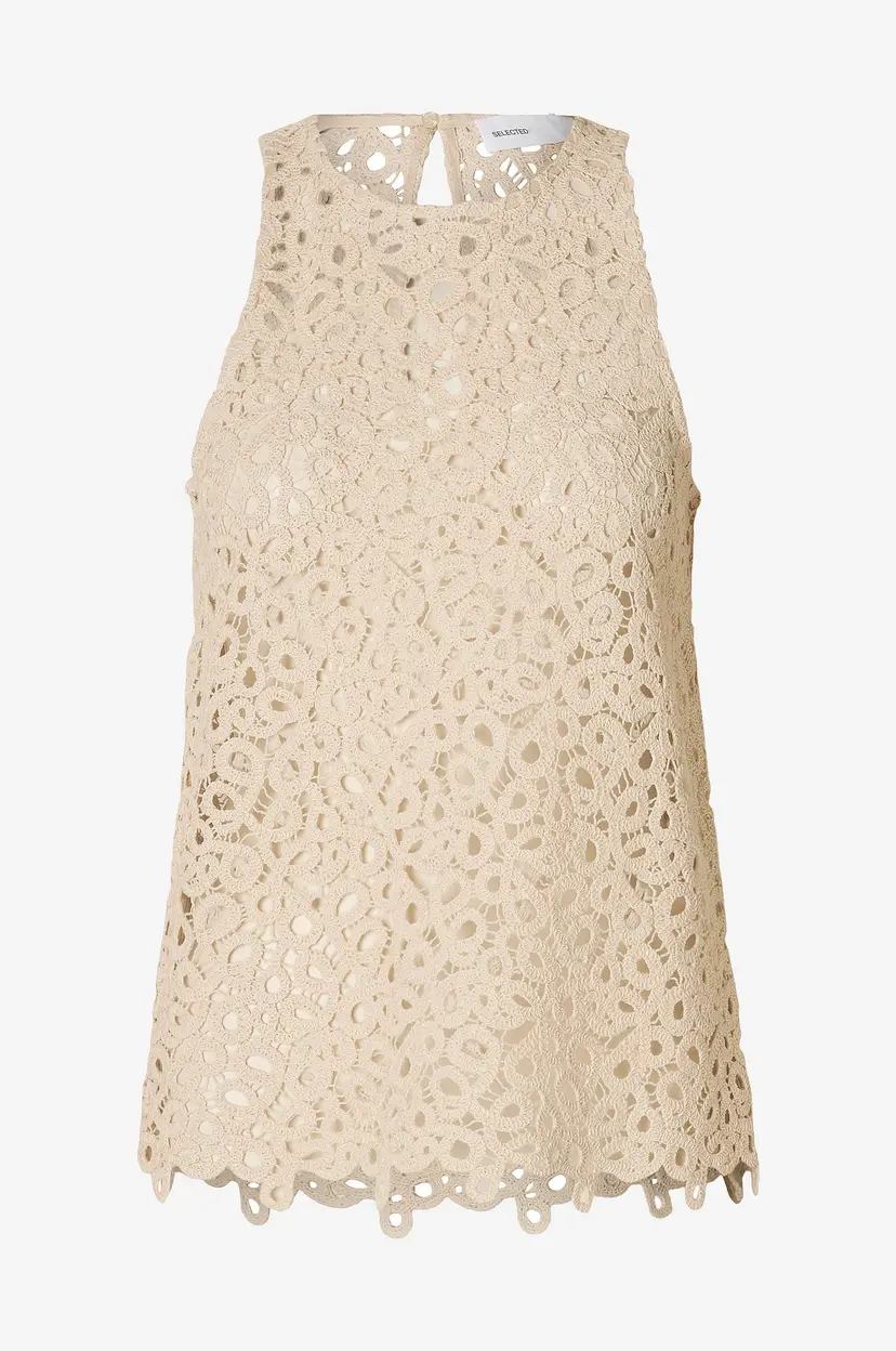 Selected Women Topp slfAlima SL Crochet Top - Beige