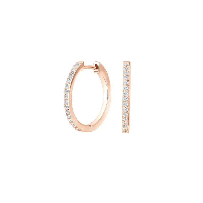 Joanli Nor Joanli Nor - Rosaforgyldte sølv creoler med sten af zirkonia, 18mm - 30453287900