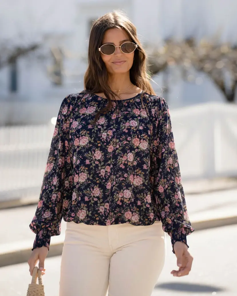 Floyd Bluse Marita Roses - Blå - Str M