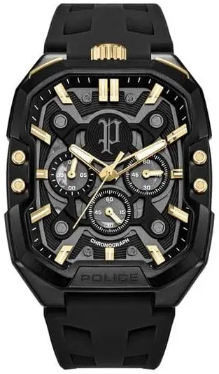 Police Police Herreklokke PEWGO0092204 Bullhead Sort/Gummi