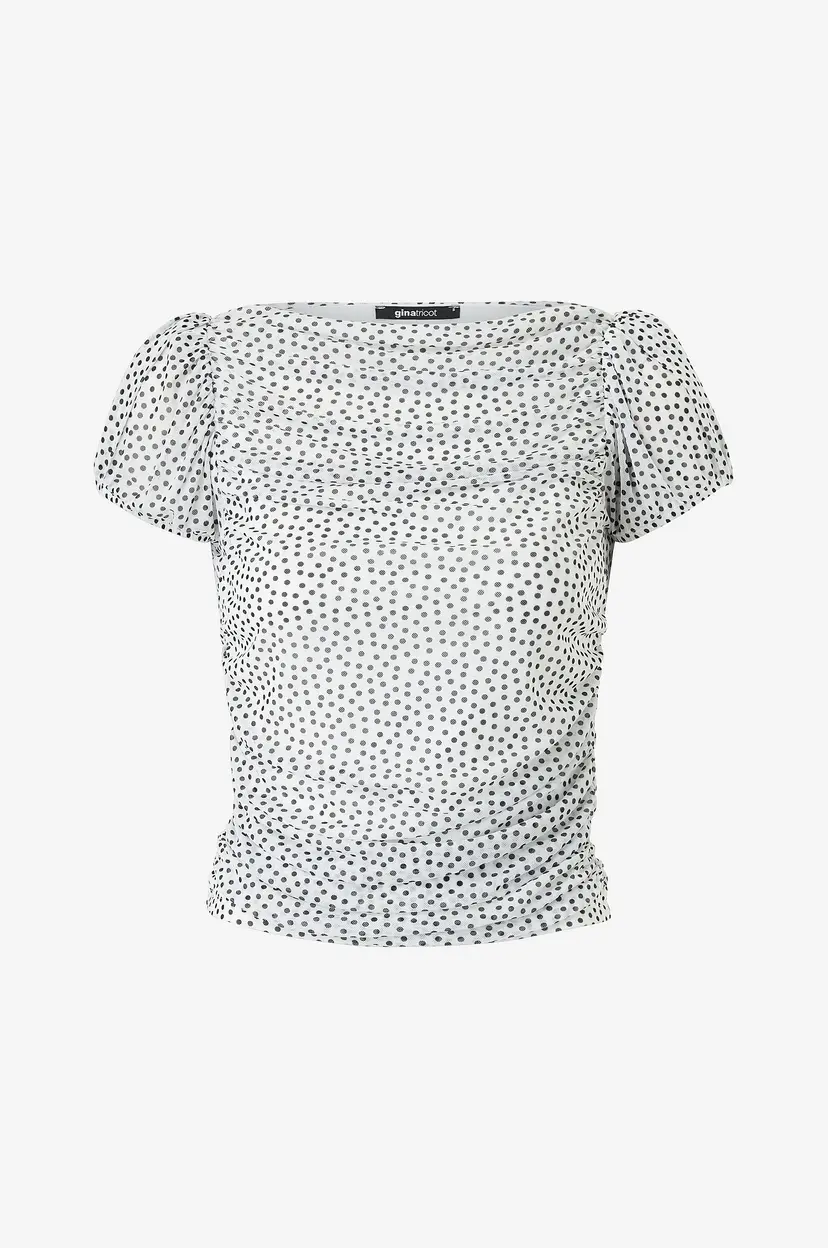 Gina Tricot Topp Puff Sleeve Mesh - Flerfarget