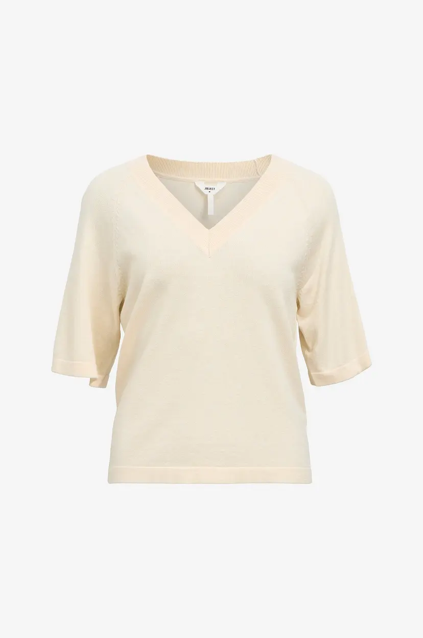 Object Collectors Item Topp objThess 2/4 LO V-neck Knit Noo - Beige